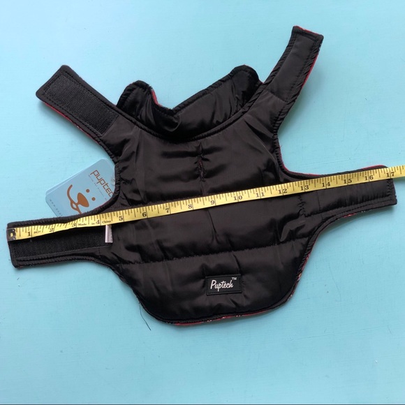 NEW REVERSIBLE Dog Coat XS Plaid Red Black + Red / Denim Leash - Picture 8 of 15